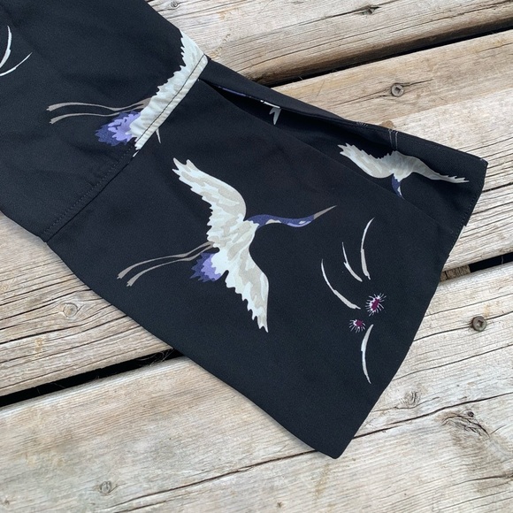 George Black Crane Bird Print Bell Sleeve Blouse Top XL - Picture 4 of 9